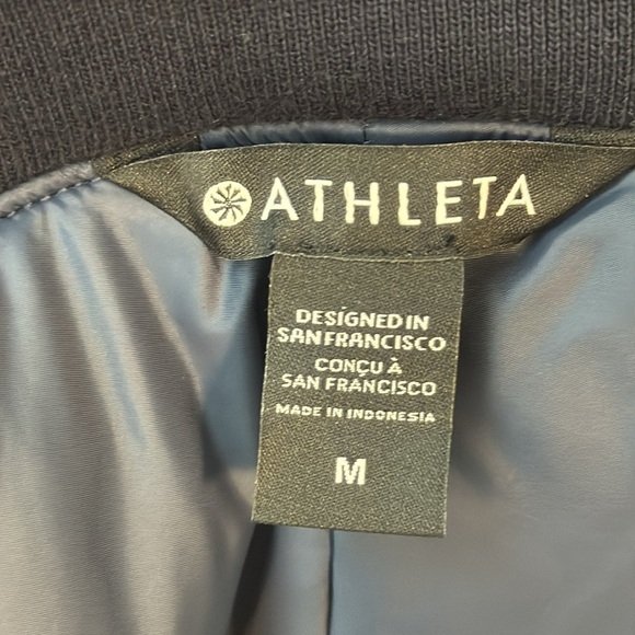 Athleta x Simone Biles Sateen Bomber Jacket Navy Blue Size Medium - Picture 7 of 10
